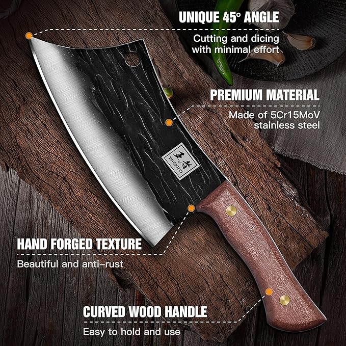 ENOKING 7.1" Meat Cleaver Knife with Sheath